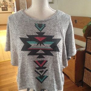 Forever 21 tribal print flowy short sleeve sweater
